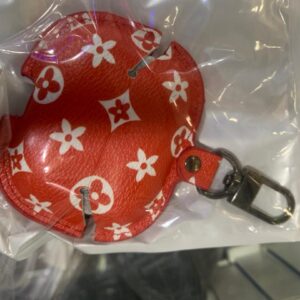 Étui pour ecouteur sans fil bluetooth en cuir rouge de luxe B – Image 1